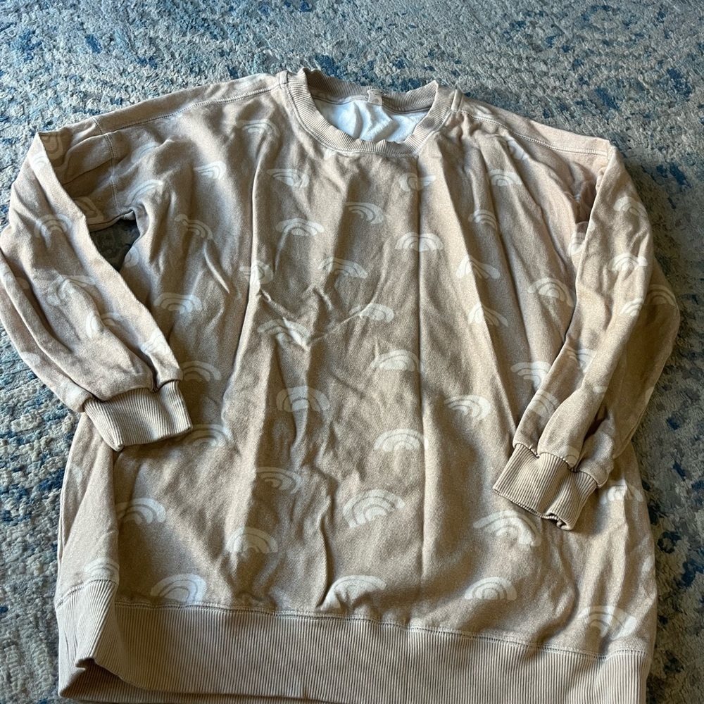 Daily Practice by Anthropologie Graphic Sweatshirt Ivory Rainbow Size XS Tan - Picture 3 of 5